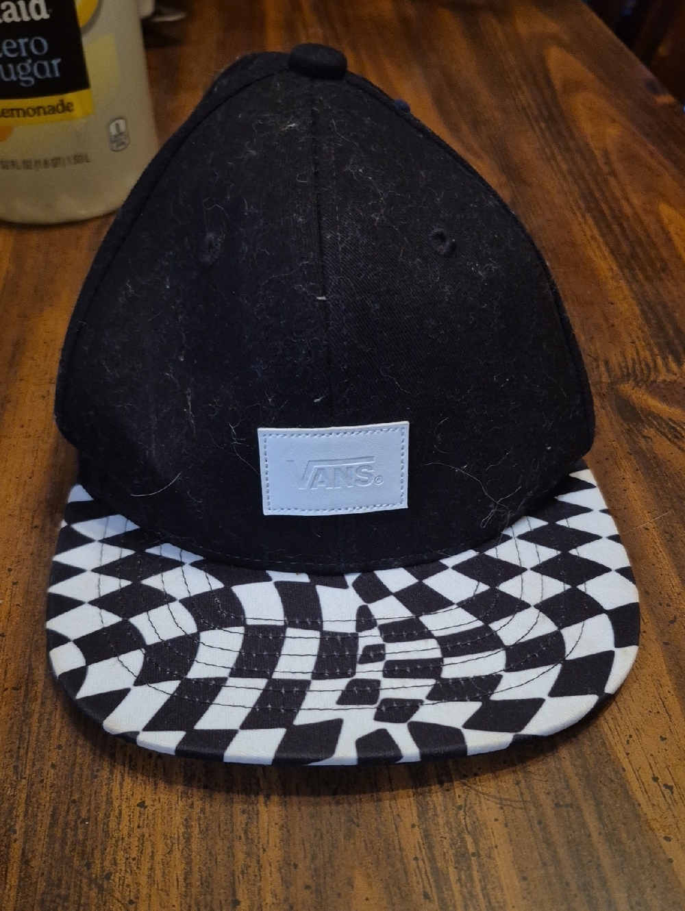 Vans Black Snapback with Black & White Checkerboard Visor